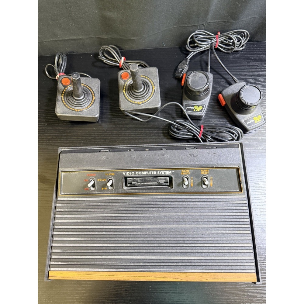 Vintage Atari 2600 CX-2600A Console 2 Joysticks 2 Paddle Controllers Untested